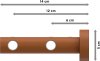 Gardinenstange Edelstahl / Holz Kirschbaum lackiert 16 mm Ø 2-läufig ADRIAN - Pin 100 cm