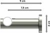 Gardinenstange Messing-Optik / Edelstahl-Optik 20 mm Ø PLATON - Santo 100 cm