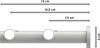 Gardinenstange Metall 20 mm Ø 2-läufig PLATON - Savio Edelstahl-Optik / Weiß 100 cm