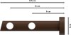 Gardinenstange Edelstahl / Holz Nussbaum lackiert 20 mm Ø 2-läufig TALENA - Etta 100 cm