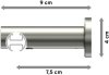Innenlauf Gardinenstange Aluminium / Metall 20 mm Ø PLATON - Elanto Schwarz / Edelstahl-Optik 100 cm