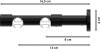 Innenlauf Gardinenstange Aluminium / Metall 20 mm Ø 2-läufig PRESTIGE - Santo Chrom / Schwarz 100 cm