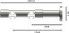 Innenlauf Gardinenstange Aluminium / Metall 20 mm Ø 2-läufig PRESTIGE - Zoena Schwarz / Edelstahl-Optik 100 cm