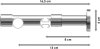 Rundrohr-Innenlauf Gardinenstange Aluminium / Metall 20 mm Ø 2-läufig PRESTIGE - Santo Chrom 100 cm