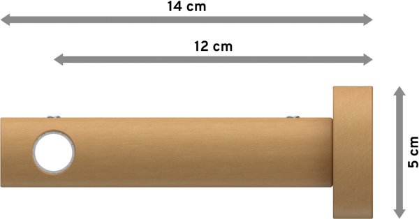 Gardinenstange Metall / Holz 16 mm Ø ADRIAN - Pin Schwarz / Buche lackiert