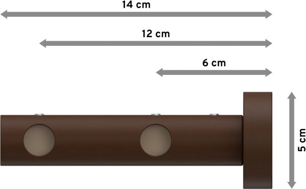 Gardinenstange Holz 16 mm Ø 2-läufig ADRIAN - Pin Nussbaum lackiert