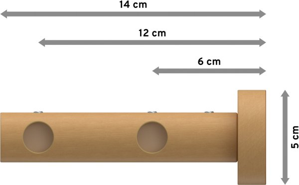 Gardinenstange Holz 16 mm Ø 2-läufig ADRIAN - Pin Buche lackiert