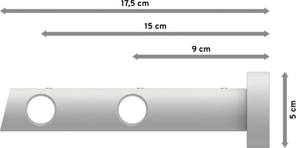 Gardinenstange Metall / Holz 20 mm Ø 2-läufig TALENA - Feta Weiß lackiert