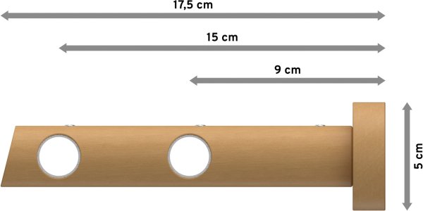 Gardinenstange Metall / Holz 20 mm Ø 2-läufig TALENA - Etta Edelstahl-Optik / Buche lackiert