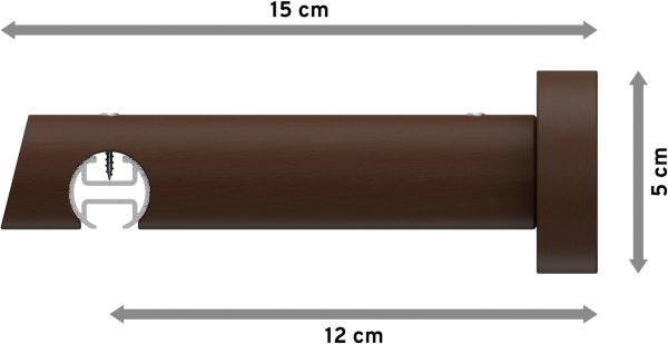 Innenlauf Gardinenstange Aluminium / Holz 20 mm Ø TALENT - Feta Edelstahl-Optik / Nussbaum lackiert