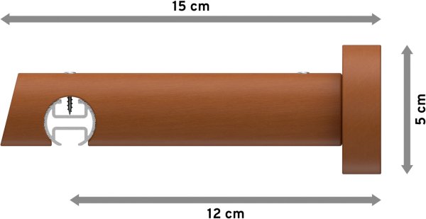 Innenlauf Gardinenstange Aluminium / Holz 20 mm Ø TALENT - Feta Edelstahl-Optik / Kirschbaum lackiert