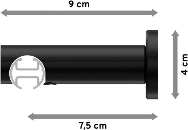 Innenlauf Gardinenstange Aluminium / Metall 20 mm Ø PLATON - Elanto Schwarz