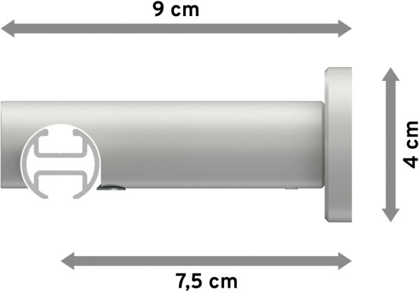 Innenlauf Gardinenstange Aluminium / Metall 20 mm Ø PLATON - Santo Weiß