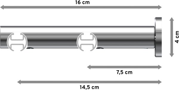 Innenlauf Gardinenstange Aluminium / Metall 20 mm Ø 2-läufig PLATON - Luino Silbergrau / Chrom