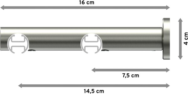 Innenlauf Gardinenstange Messing-Optik / Edelstahl-Optik 20 mm Ø 2-läufig PLATON - Sitra