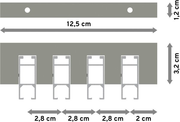 Innenlauf Gardinenstange Deckenmontage Aluminium / Metall eckig 14x35 mm 4-läufig SMARTLINE - Paxo Schwarz / Edelstahl-Optik