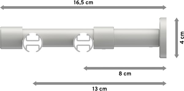 Innenlauf Gardinenstange Aluminium / Metall 20 mm Ø 2-läufig PRESTIGE - Estana Silbergrau / Weiß