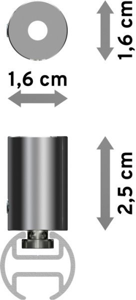 Innenlauf Gardinenstange Aluminium / Metall 20 mm Ø SONIUS - Santo Chrom