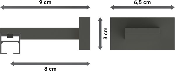 Innenlauf Gardinenstange Aluminium / Metall eckig 20x20 mm QUADLINE - Sono Satin-Silber