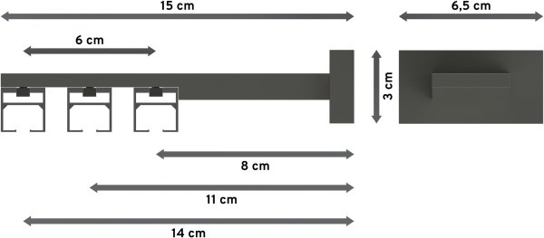 Innenlauf Gardinenstange Aluminium / Metall eckig 20x20 mm 3-läufig QUADLINE (Multi) - Sono Satin-Silber
