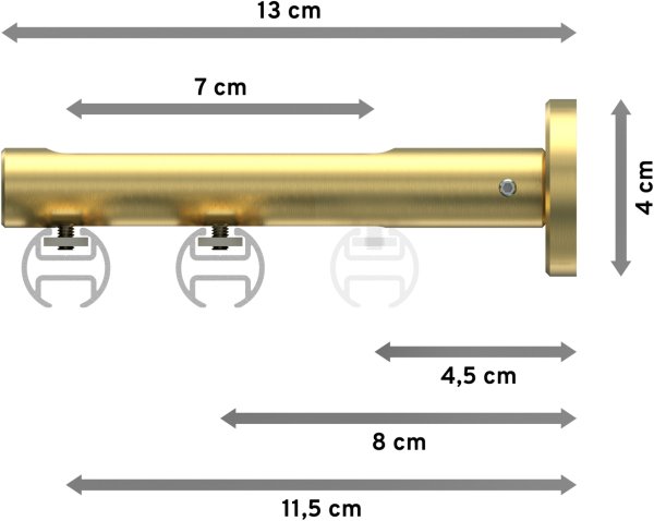 Innenlauf Gardinenstange Messing-Optik 20 mm Ø 2-läufig SITENO - Sitra