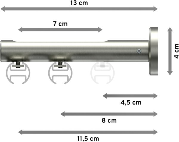 Innenlauf Gardinenstange Messing-Optik / Edelstahl-Optik 20 mm Ø 2-läufig SITENO - Samanto