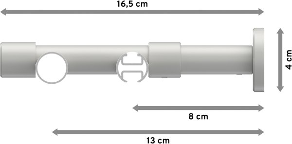 Rundrohr-Innenlauf Gardinenstange Aluminium / Metall 20 mm Ø 2-läufig PRESTIGE - Santo Weiß