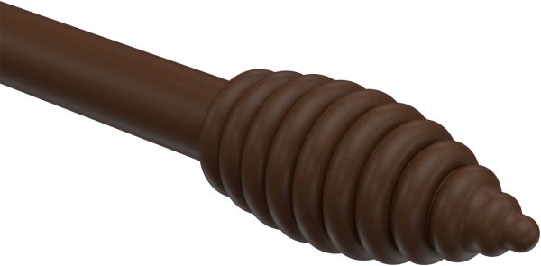 Endstücke Asta (Rillenform) Nussbaum lackiert für Gardinenstangen 16 mm Ø (2 Stück)