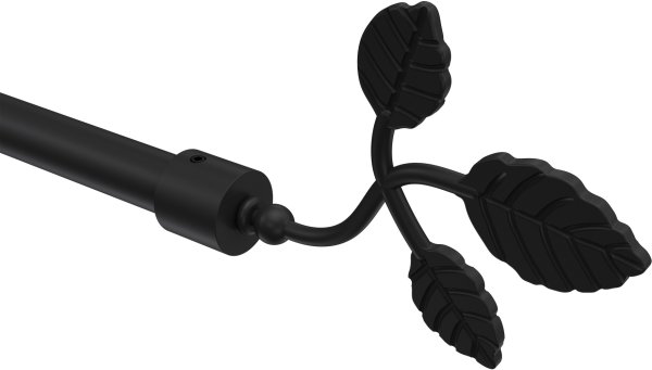 Endstücke Alessia (Blatt) Schwarz für Gardinenstangen 16 mm Ø (2 Stück)