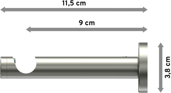 Träger Enorma Edelstahl 1-läufig 9 cm für Gardinenstangen 16 mm Ø