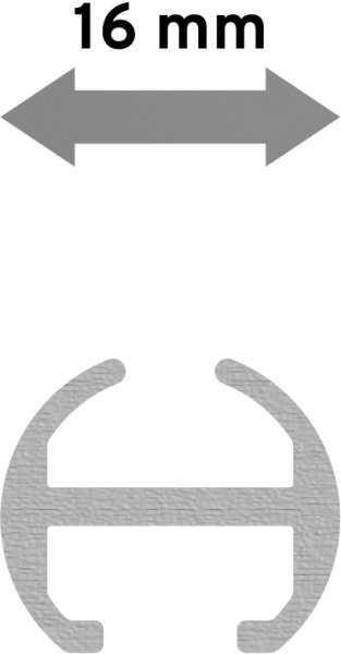 Innenlaufprofil in Edelstahl-Optik für Innenlaufstangen 16 mm Ø