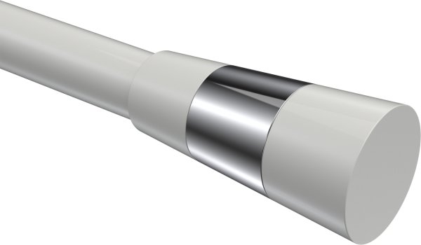 Endstücke Tanara (Konus) Weiß / Chrom für Gardinenstangen 20 mm Ø (2 Stück)