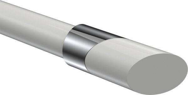 Endstücke Verano (Schräge) Chrom / Weiß für Gardinenstangen 20 mm Ø (2 Stück)