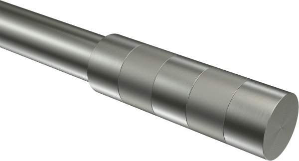 Endstücke Mavell (Zylinder) Edelstahl-Optik / Satin-Silber für Gardinenstangen 20 mm Ø (2 Stück)