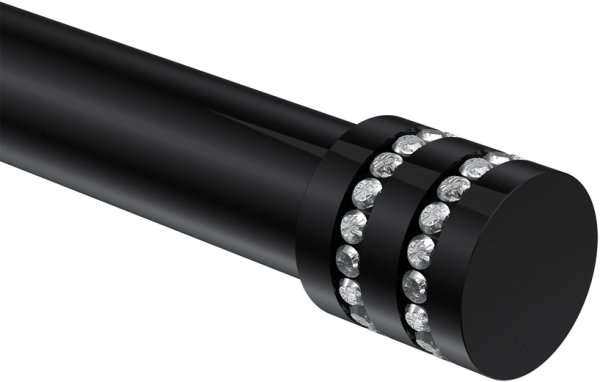 Endstücke Estana (Kappe Glitzer) Schwarz für Gardinenstangen 20 mm Ø (2 Stück)
