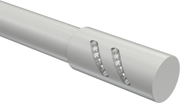 Endstücke Zoena (Zylinder Glitzer) Weiß für Gardinenstangen 20 mm Ø (2 Stück)