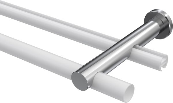 Träger Platon Chrom 2-läufig 7,5 und 14,5 cm für Gardinenstangen 20 mm Ø