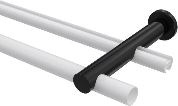 Träger Platon Schwarz 2-läufig 7,5 und 14,5 cm für Gardinenstangen 20 mm Ø