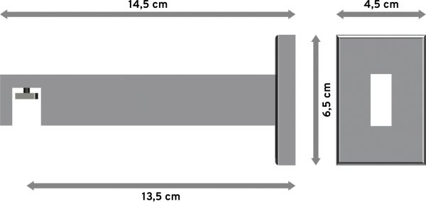Träger Smartline Chrom 1-läufig 13,5 cm für Innenlaufstangen 14x35 mm