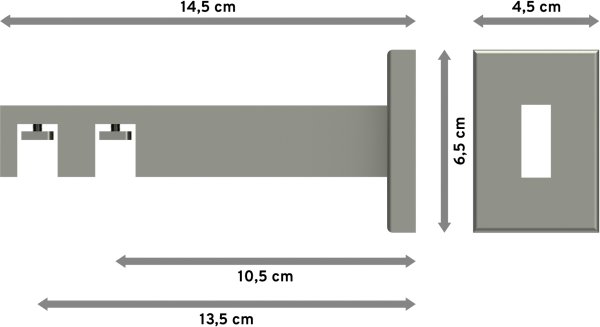 Träger Smartline Edelstahl-Optik 2-läufig 10,5 und 13,5 cm für Innenlaufstangen 14x35 mm