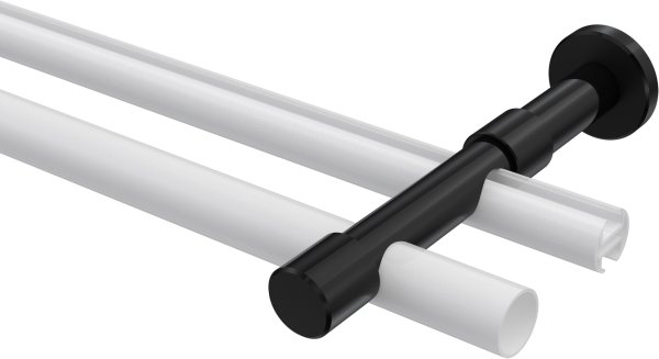 Träger Prestige Schwarz 2-läufig 8 und 13 cm für Gardinenstangen 20 mm Ø