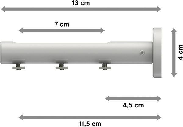 Träger Siteno Weiß 1-3-läufig 4,5 bis 11,5 cm für Innenlaufstangen 20 mm Ø