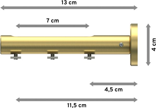 Träger Siteno Messing-Optik 1-3-läufig 4,5 bis 11,5 cm für Innenlaufstangen 20 mm Ø