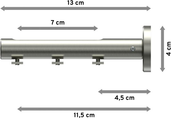 Träger Siteno Edelstahl-Optik 1-3-läufig 4,5 bis 11,5 cm für Innenlaufstangen 20 mm Ø