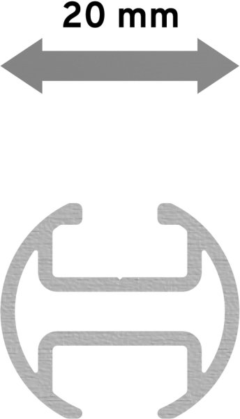Innenlaufprofil in Edelstahl-Optik für Innenlaufstangen 20 mm Ø