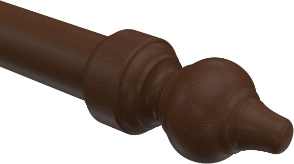Endstücke Rondo (Rillenform) Nussbaum lackiert für Gardinenstangen 28 mm Ø (2 Stück)