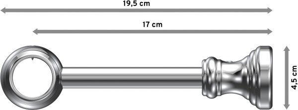 Träger Classic Chrom 1-läufig 17 cm für Gardinenstangen 28 mm Ø