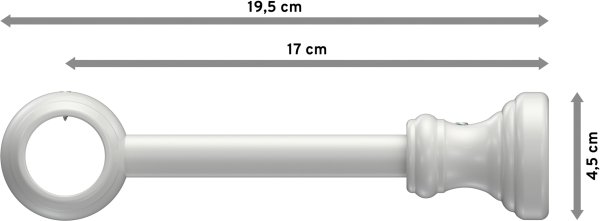 Träger Classic Weiß 1-läufig 17 cm für Gardinenstangen 28 mm Ø