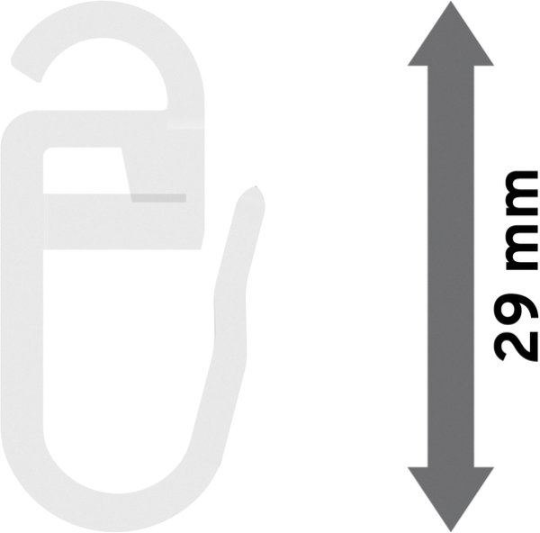 Faltenhaken / Überklipshaken mit Faltenlegehaken, Kunststoff Glasklar mit Flachöse für Gardinenstangen-Ringe (10 Stück)