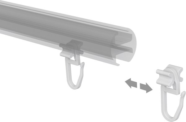 Faltengleiter / X-Gleiter mit Faltenhaken Kunststoff für Gardinenschienen / Innenlaufstangen (100 Stück)